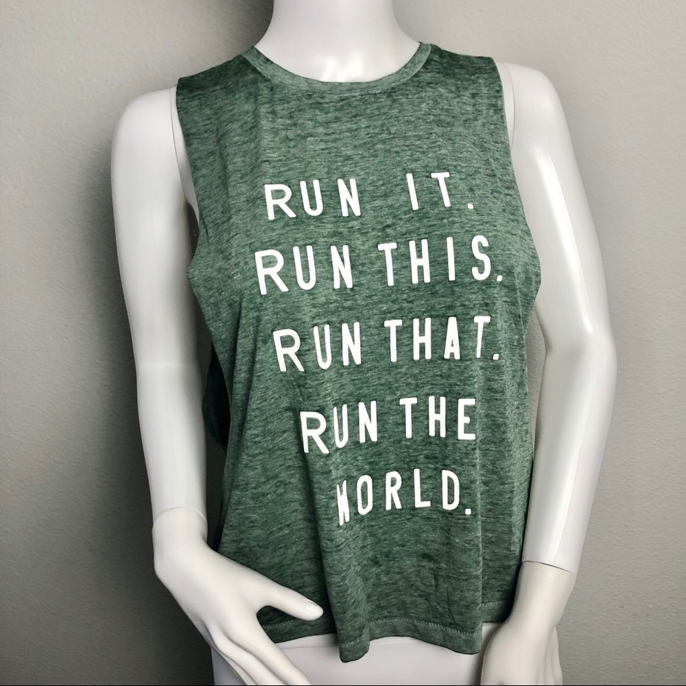 Tank Top Heather Green Sleeveless Workout Shirt